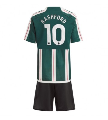 Lacne Dětský Futbalové dres Manchester United Marcus Rashford #10 2023-24 Krátky Rukáv - Preč (+ trenírky)
